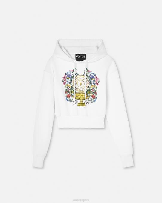 Versace ropa mujer sudadera con capucha y emblema en V 6BPV2232 oro y blanco