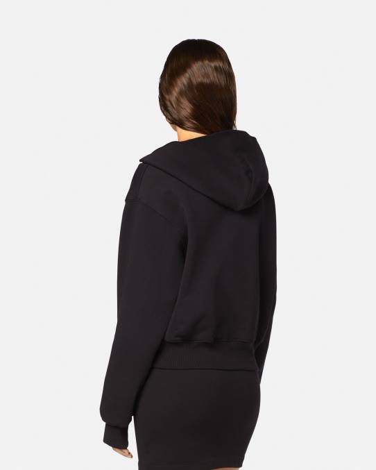 Versace ropa mujer sudadera con capucha y hebilla barroca 6BPV2154 negro