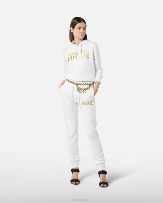 Versace ropa mujer sudadera con capucha y logo 6BPV2235 oro y blanco