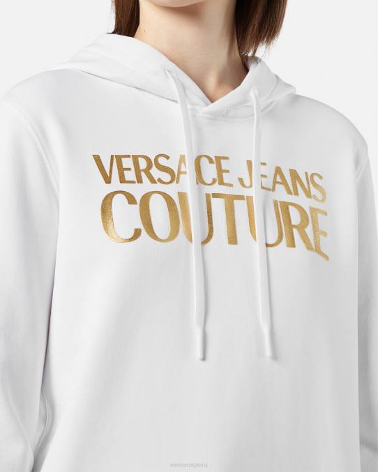 Versace ropa mujer sudadera con capucha y logo 6BPV2235 oro y blanco