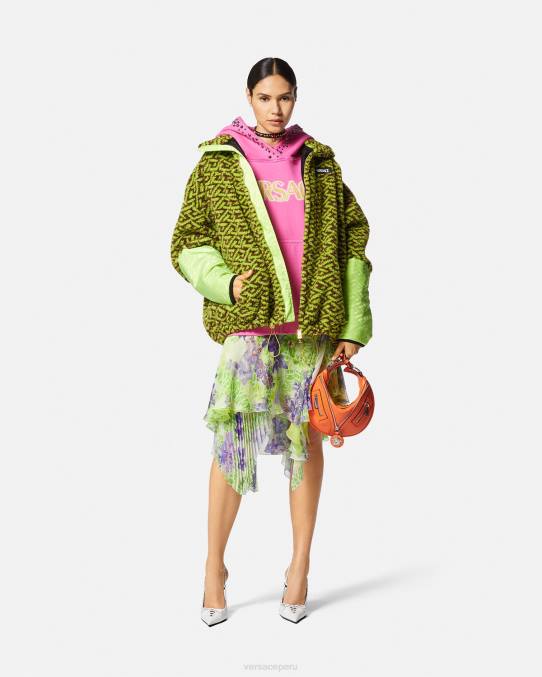 Versace ropa mujer sudadera con capucha y logo envejecido 6BPV143 rosa