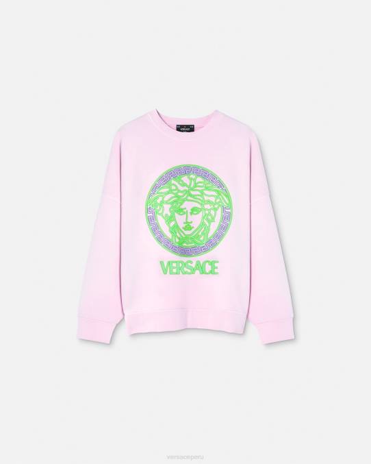 Versace ropa mujer sudadera con logo desgastado de Medusa 6BPV132 rosa