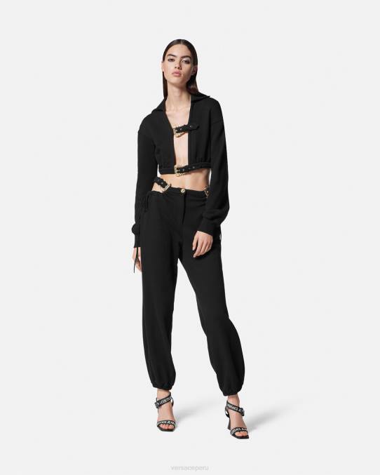 Versace ropa mujer sudadera corta con hebilla barroca 6BPV2229 negro
