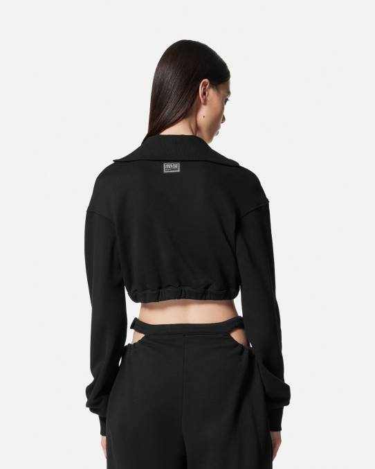 Versace ropa mujer sudadera corta con hebilla barroca 6BPV2229 negro