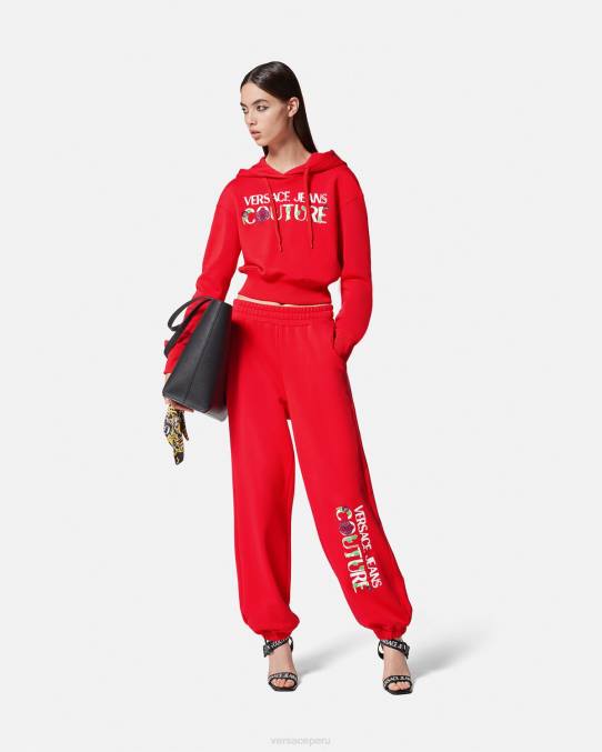 Versace ropa mujer sudadera corta con logo y rosas 6BPV2170 naranja