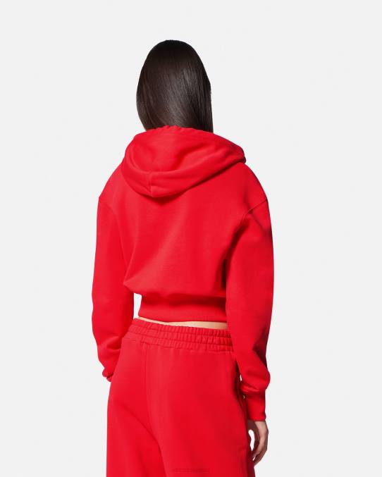 Versace ropa mujer sudadera corta con logo y rosas 6BPV2170 naranja