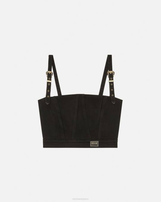 Versace ropa mujer top bustier de alta costura barroca con 1 hebilla 6BPV2219 negro
