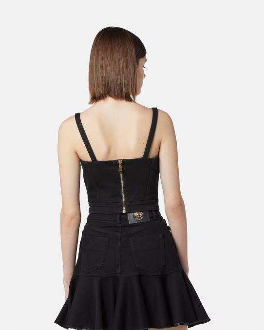 Versace ropa mujer top bustier de alta costura barroca con 1 hebilla 6BPV2219 negro