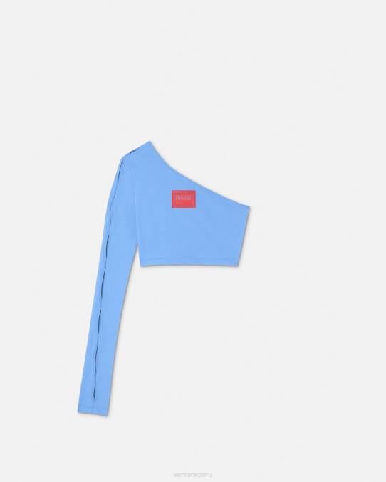 Versace ropa mujer top con una manga y número de pieza 6BPV2213 azul claro