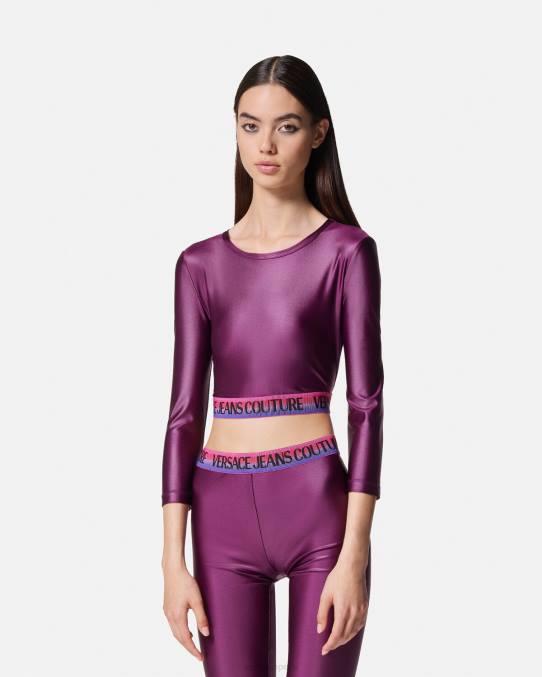 Versace ropa mujer top corto con logo 6BPV2216 Violeta