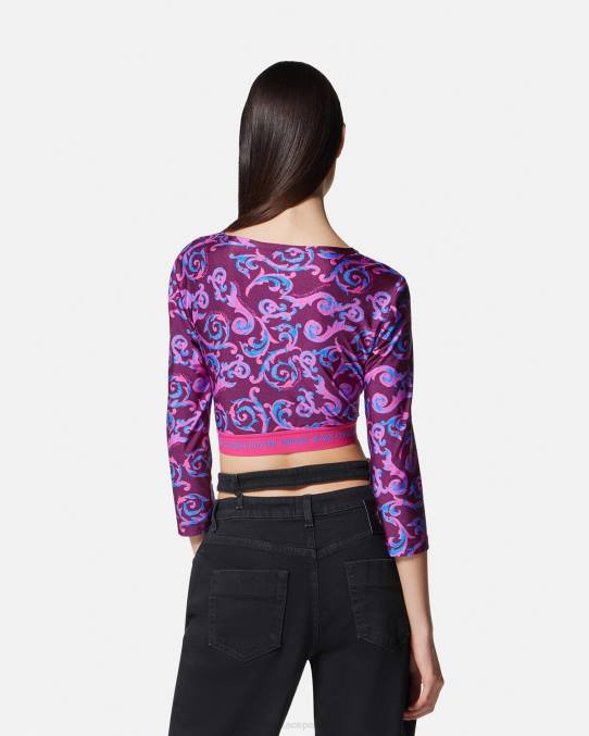 Versace ropa mujer top corto de alta costura con boceto 6BPV2166 Violeta