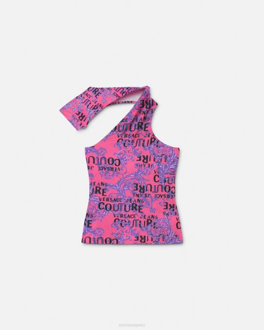 Versace ropa mujer top de un solo hombro con logo de alta costura 6BPV2204 fucsia