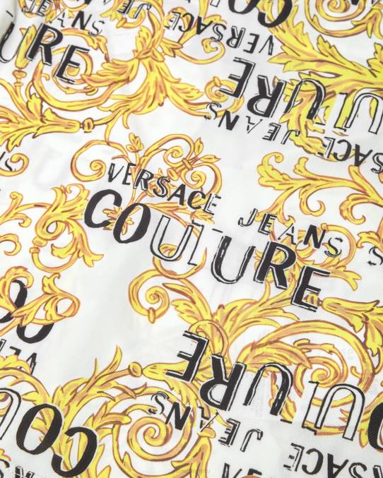 Versace ropa mujer top de un solo hombro con logo de alta costura 6BPV2205 oro y blanco