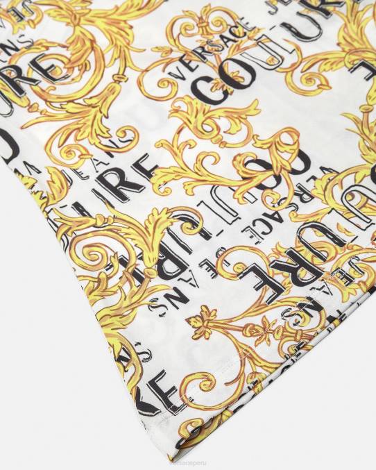 Versace ropa mujer top de un solo hombro con logo de alta costura 6BPV2205 oro y blanco