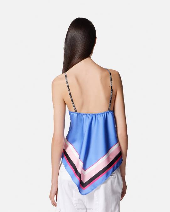 Versace ropa mujer top fular rosas 6BPV2165 azul claro