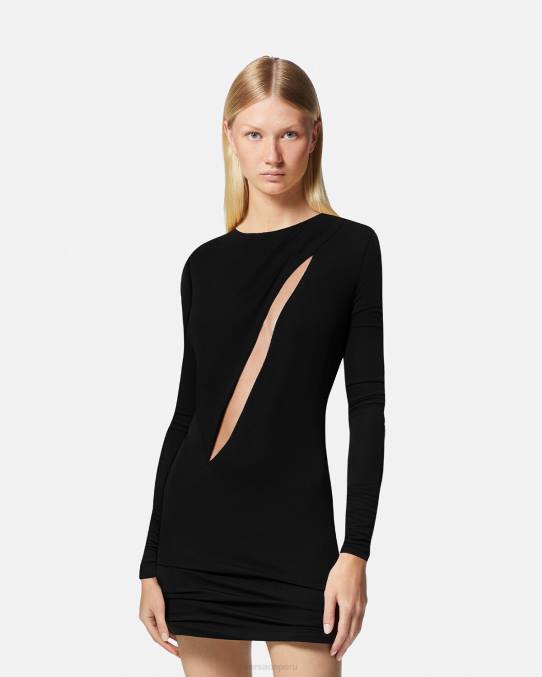 Versace ropa mujer minivestido con cortes 6BPV45 negro