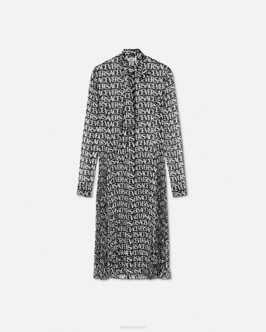 Versace ropa mujer vestido camisero midi integral 6BPV55 negro y estampado