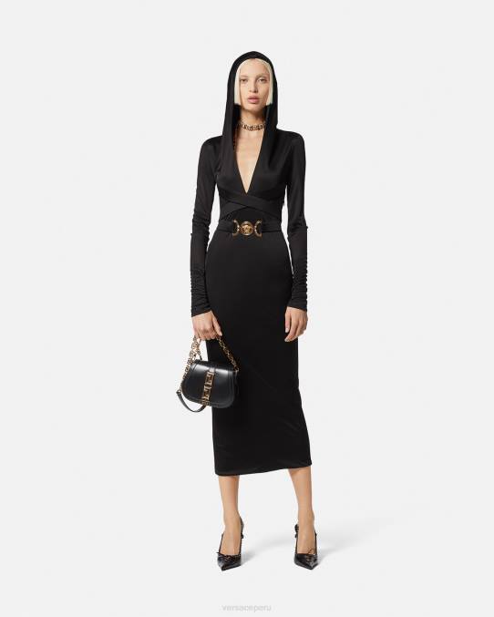 Versace ropa mujer vestido con capucha de medusa \'95 6BPV36 negro