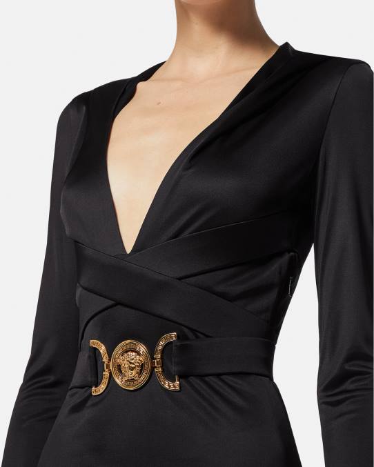 Versace ropa mujer vestido con capucha de medusa \'95 6BPV36 negro