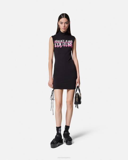 Versace ropa mujer vestido corto con cordones y logo 6BPV2158 negro