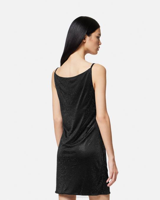 Versace ropa mujer vestido corto con medusa de cristal \'95 6BPV31 negro