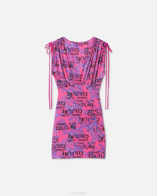 Versace ropa mujer vestido corto de alta costura con logo 6BPV2188 fucsia