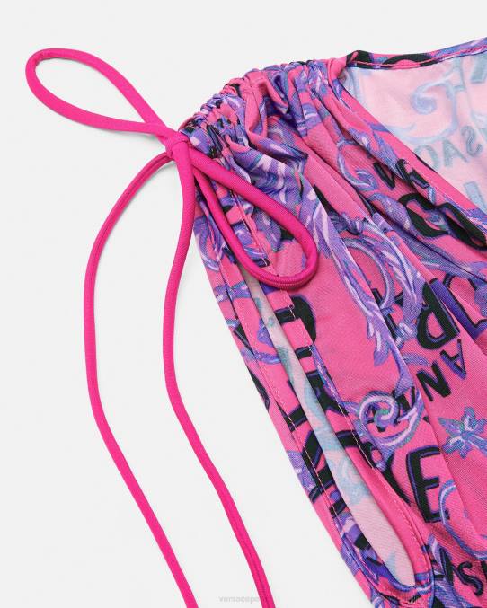 Versace ropa mujer vestido corto de alta costura con logo 6BPV2188 fucsia