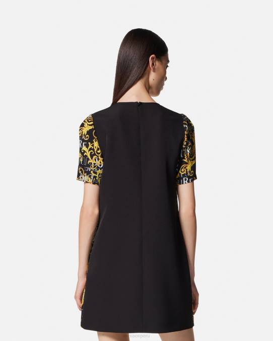 Versace ropa mujer vestido corto de alta costura con logo 6BPV2189 oro negro