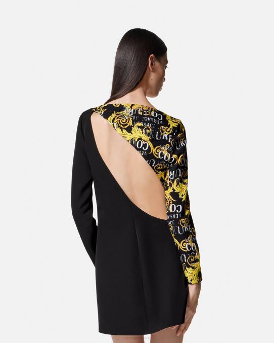 Versace ropa mujer vestido corto de alta costura con logo 6BPV2191 negro
