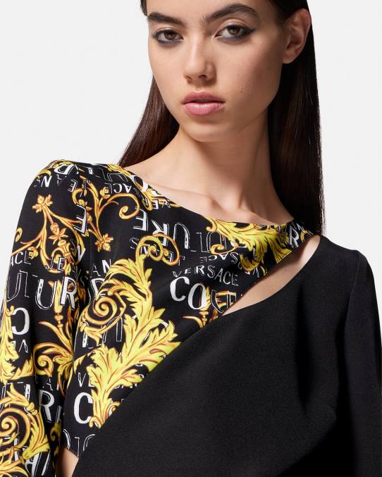 Versace ropa mujer vestido corto de alta costura con logo 6BPV2191 negro