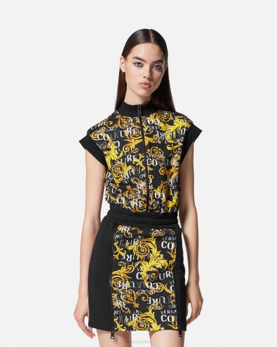 Versace ropa mujer vestido corto de alta costura con logo y cremallera 6BPV2182 oro negro