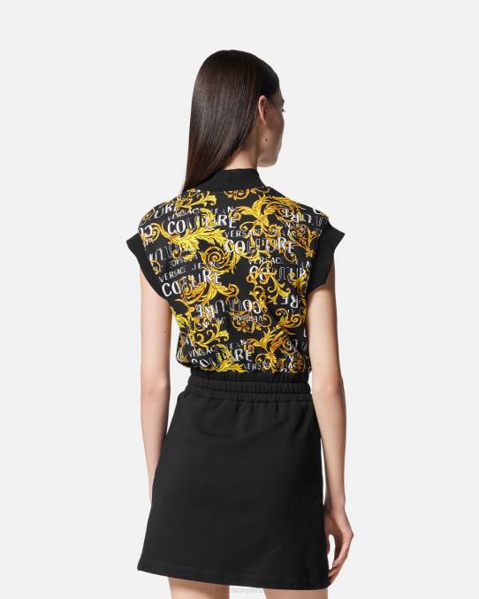 Versace ropa mujer vestido corto de alta costura con logo y cremallera 6BPV2182 oro negro