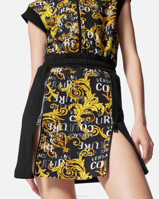 Versace ropa mujer vestido corto de alta costura con logo y cremallera 6BPV2182 oro negro
