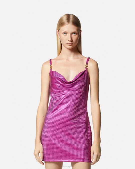Versace ropa mujer vestido corto de malla metálica con Medusa \'95 6BPV63 fucsia