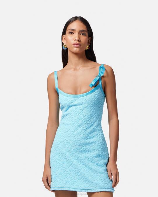 Versace ropa mujer vestido corto de toalla 6BPV10 azul claro