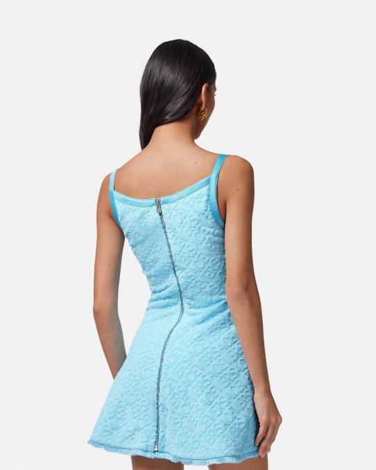 Versace ropa mujer vestido corto de toalla 6BPV10 azul claro