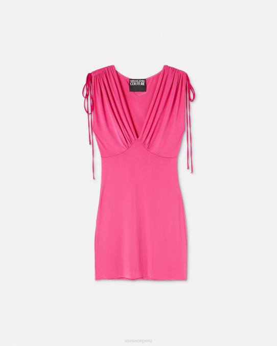 Versace ropa mujer vestido corto fruncido 6BPV2193 fucsia