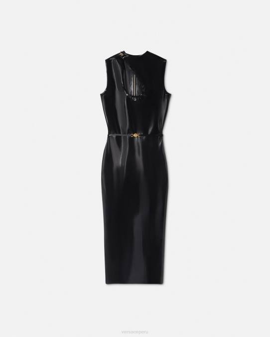 Versace ropa mujer vestido de látex con abertura de medusa biggie 6BPV66 negro