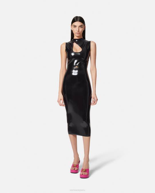 Versace ropa mujer vestido de látex con abertura de medusa biggie 6BPV66 negro