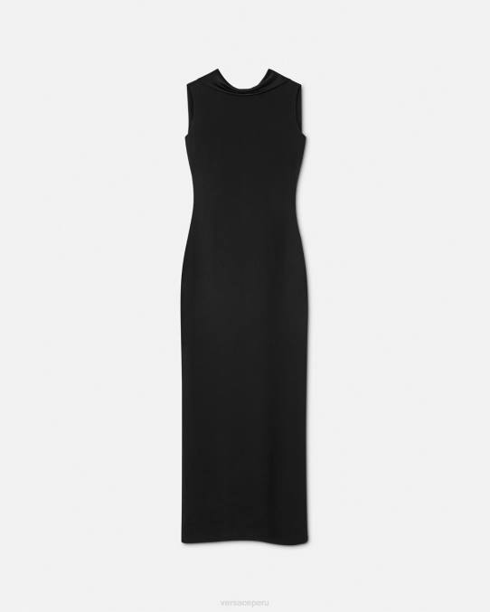 Versace ropa mujer vestido largo con capucha 6BPV58 negro