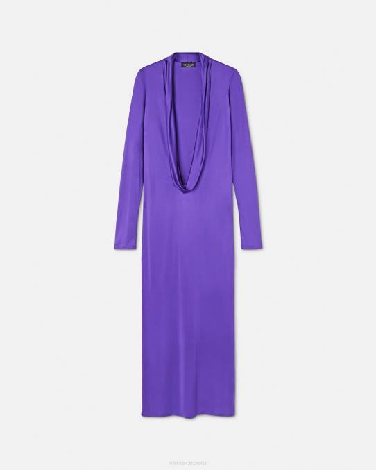 Versace ropa mujer vestido largo con capucha 6BPV60 Violeta