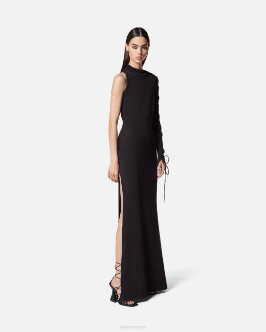 Versace ropa mujer vestido largo de un solo hombro 6BPV2194 negro