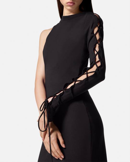 Versace ropa mujer vestido largo de un solo hombro 6BPV2194 negro