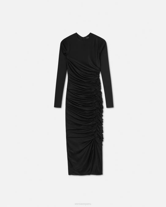 Versace ropa mujer vestido midi anudado 6BPV23 negro