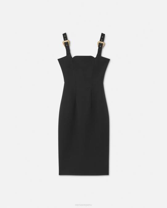 Versace ropa mujer vestido midi con hebilla barroca 6BPV2142 negro