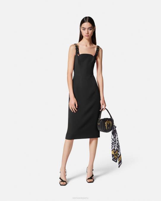 Versace ropa mujer vestido midi con hebilla barroca 6BPV2142 negro