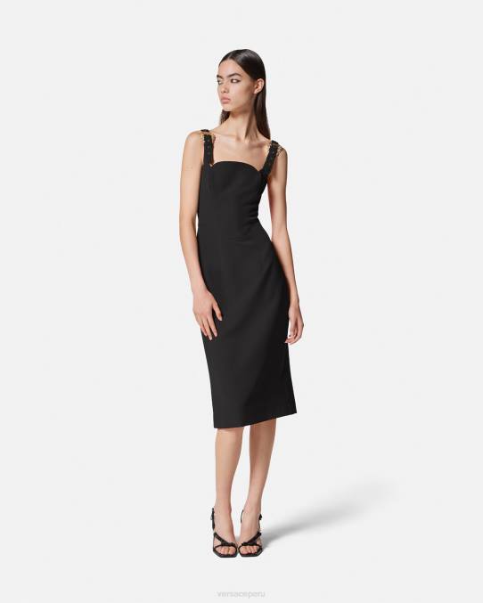Versace ropa mujer vestido midi con hebilla barroca 6BPV2142 negro
