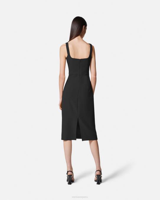 Versace ropa mujer vestido midi con hebilla barroca 6BPV2142 negro