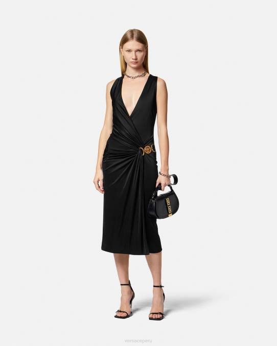 Versace ropa mujer vestido midi con medusa \'95 6BPV29 negro