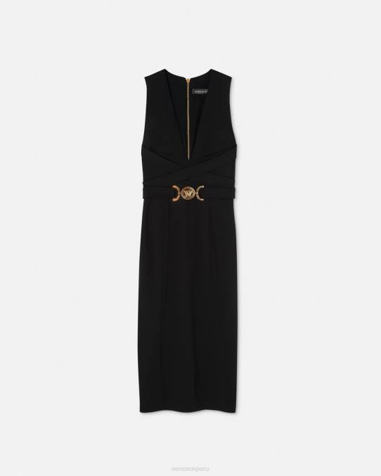 Versace ropa mujer vestido midi con medusa '95 6BPV35 negro